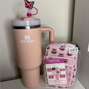 Stanley Blush Tumbler with Butterfly Straw